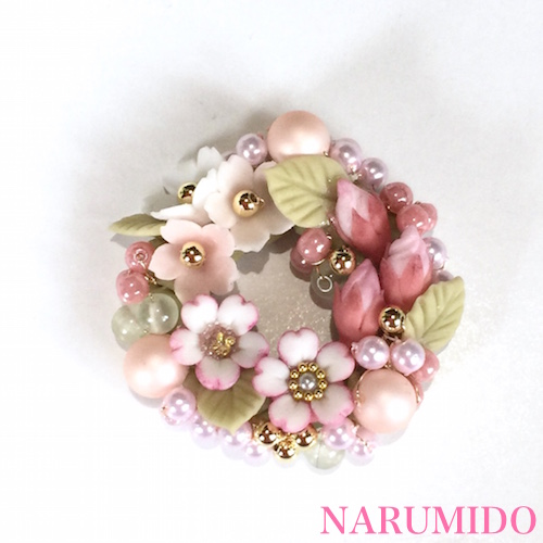 ボンボニエール 桜のリース（ブローチ金具付き） - NARUMIDO
