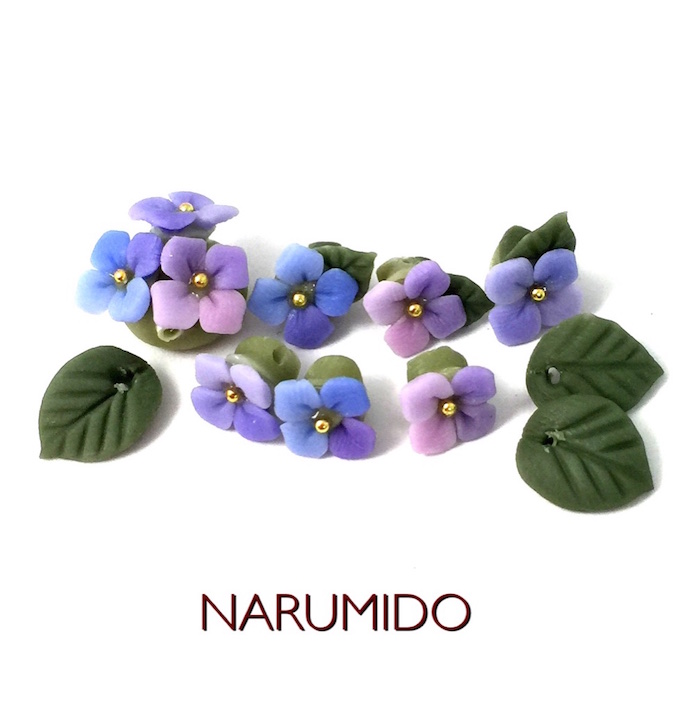 クレイフラワーセット 紫陽花ブーケと小花 - NARUMIDO