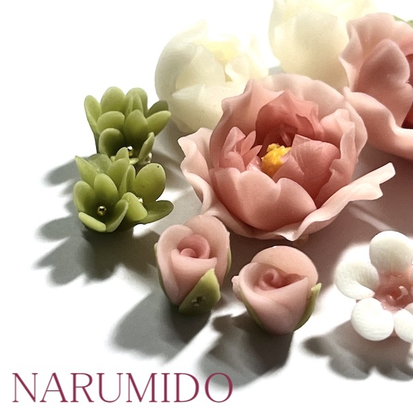 初回限定２割引☆クレイフラワーセット 桃の花と小花 ピンク - NARUMIDO