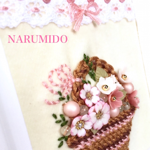 ビーズ刺繍フレーム フラワーバスケット桜 - NARUMIDO